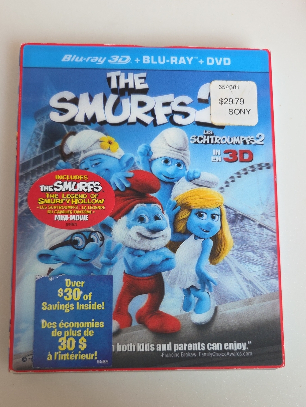 Sony The Smurfs 2 Blu-ray 3D + DVD 3 Disc Set